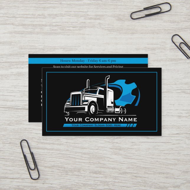 Carte De Visite Réparation d'entreprise professionnelle de camionn (Devant/Arrière en situation)