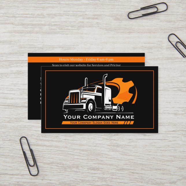 Carte De Visite Réparation d'entreprise professionnelle de camionn (Devant/Arrière en situation)