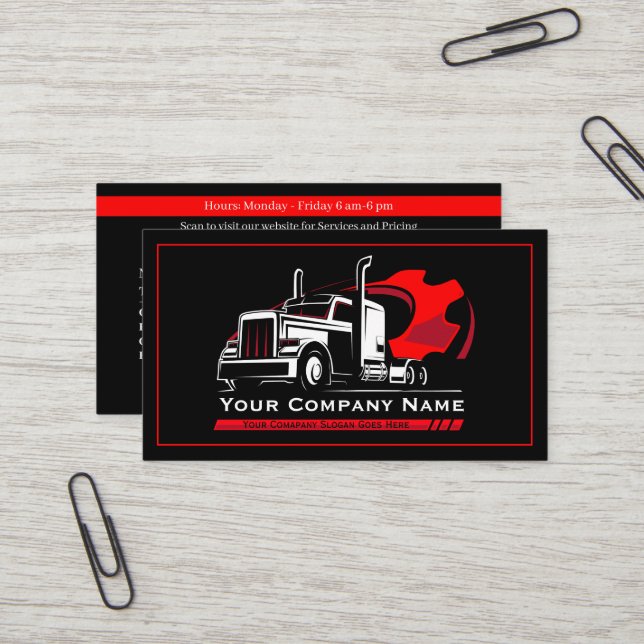 Carte De Visite Réparation d'entreprise professionnelle de camionn (Devant/Arrière en situation)