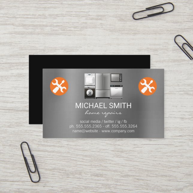Carte De Visite Réparation des services à domicile | Outils matéri (Devant/Arrière en situation)