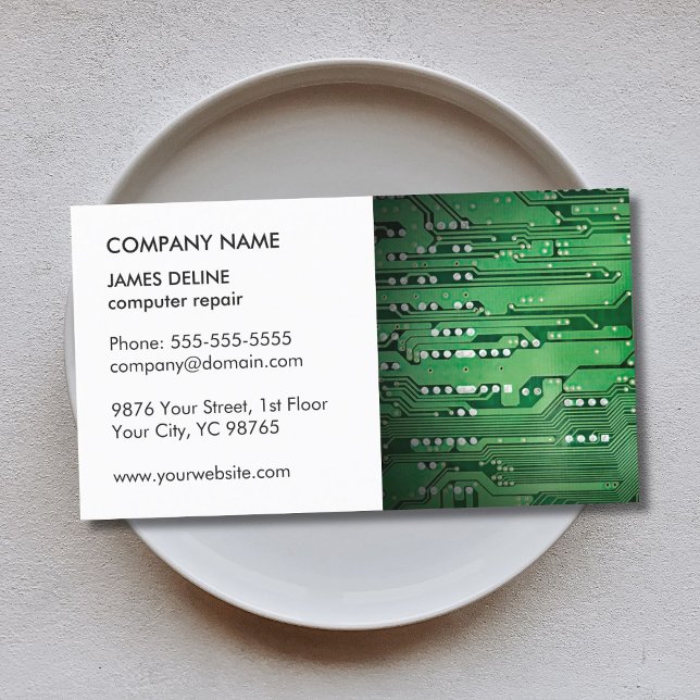 Carte De Visite Réparation d'ordinateur de circuit blanc élégant c (Créateur téléchargé)