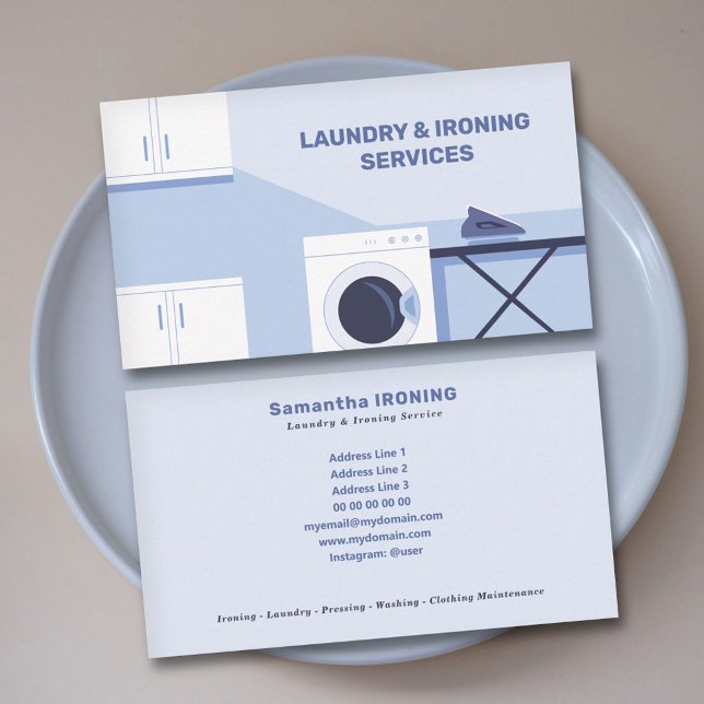 Carte De Visite Repassage & Blanchisserie (Ironing & Laundry Business Card)