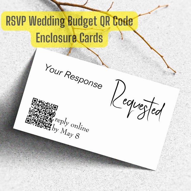 Carte De Visite Réponse demandée RSVP Mariage Budget QR Code (Créateur téléchargé)