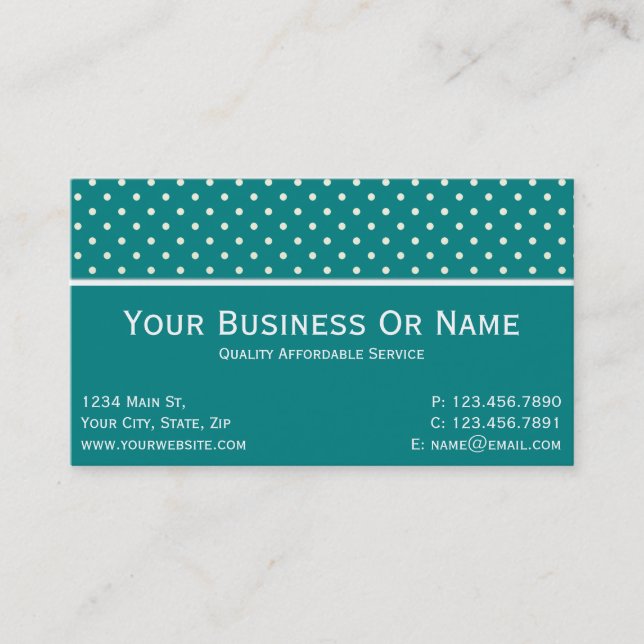 Carte De Visite Reposez-vous avec un Pois Turquoise et blanc (Devant)