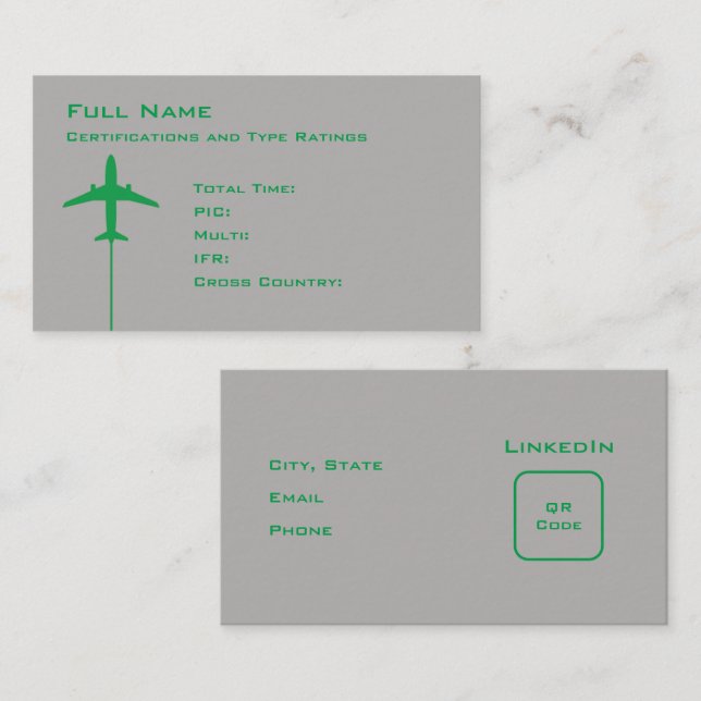 Carte De Visite Reprise micro du pilote (Devant / Derrière)