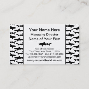 Carte De Visite Requins - motif noir et blanc élégant de requin