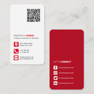 Carte De Visite Réseau Code QR professionnel médias sociaux rouge 