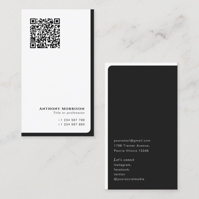Carte De Visite Réseau de code QR professionnel simple (Devant / Derrière)