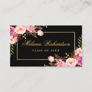 Carte De Visite Réseau de fin d'études Or Rose Floral