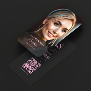 Carte De Visite Réseau de photo professionnelle rose noir