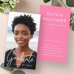 Carte De Visite Réseau des diplômés étudiants photo rose