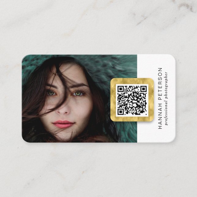 Carte De Visite Réseau moderne médias sociaux Code QR Photo (Devant)