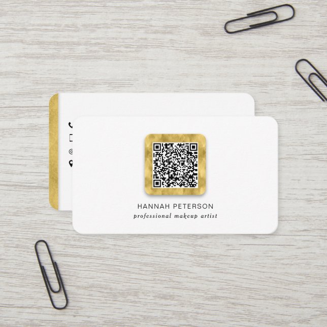 Carte De Visite Réseau moderne médias sociaux Code QR Trendy Busi (Devant/Arrière en situation)
