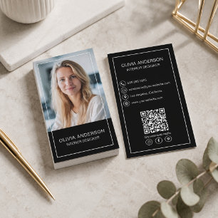 Carte De Visite Réseau social QR Code photo moderne professionnel