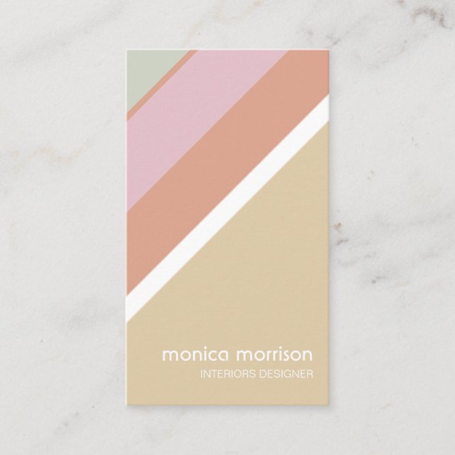 Carte De Visite Réseau stripes beige feminine minimal rétro (Devant)