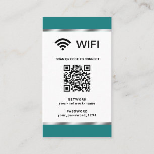 Carte De Visite Réseau Wifi et mot de passe QR Code personnalisé