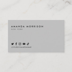 Carte De Visite Réseaux sociaux professionnels minimalistes gris