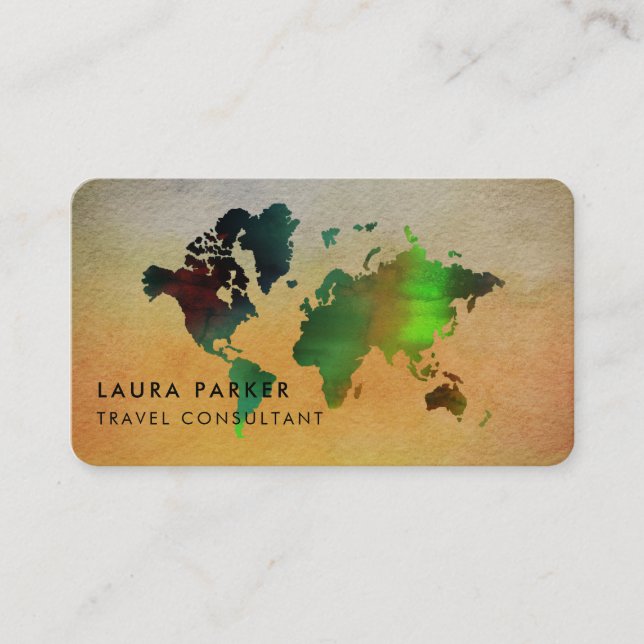 Carte De Visite Réservation de tourisme d'aquarelle d'agent de (Devant)