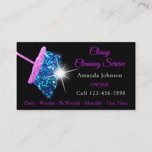 Carte De Visite Résidence de nettoyage classique Services Pink Blu