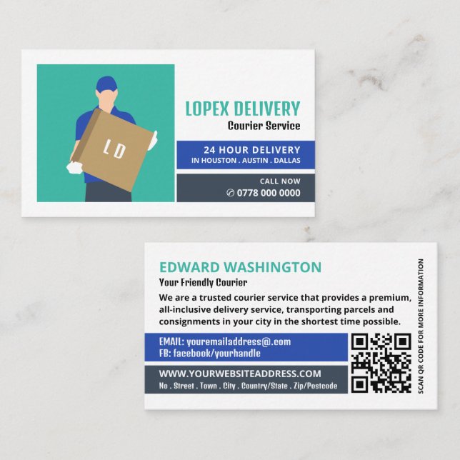 Carte De Visite Responsable de la livraison par messagerie, servic (Devant / Derrière)