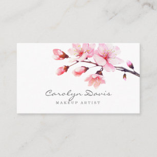 Carte De Visite Ressort Aquarelle rose Fleur de cerisier