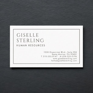 Carte De Visite Ressources Humaines Luxe Minimaliste Noir Blanc