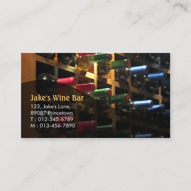 Carte De Visite Restaurant Bar à vin Bouteille de vin (Devant)