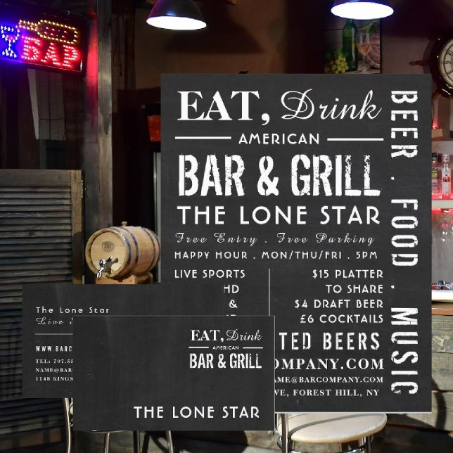 Carte De Visite Restaurant, Bar & Grill, Bar & Brasserie (Créateur téléchargé)
