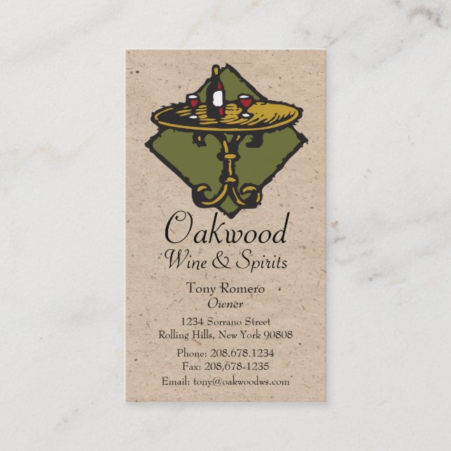 Carte De Visite Restaurant, barre, Bistro, Wine&Spirits 2 (Devant)