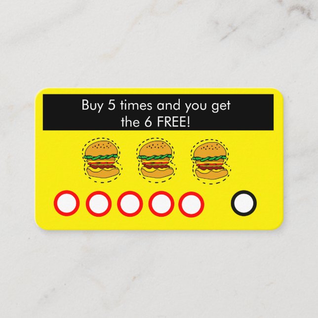 Carte De Visite restaurant burger, coupon de restauration rapide c (Devant)