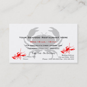 Carte De Visite Restaurant de fruits de mer de logo de crabe