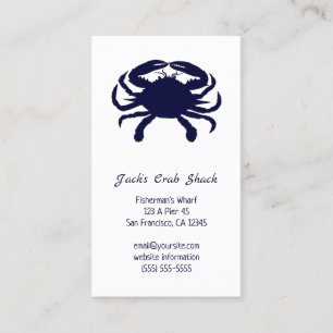 Carte De Visite Restaurant de fruits de mer silhouette de crabe bl