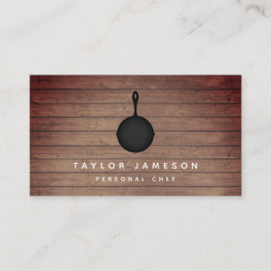 Carte De Visite Restaurant de traiteur rustique Skillet Chef