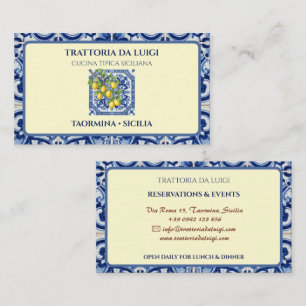 Carte De Visite Restaurant Italien Carrelage Sicilien Trattoria