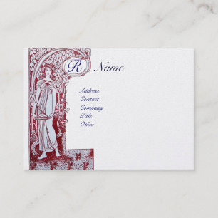 Carte De Visite RESTAURANT MONOGRAM 2 rouge, platine argent métall