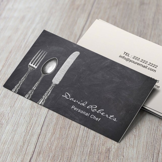 Carte De Visite Restauration Chef Personnel Restaurant Chalkboard (Créateur téléchargé)