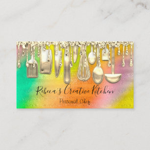 Carte De Visite Restauration Chef personnel Restaurant QR Code Gol