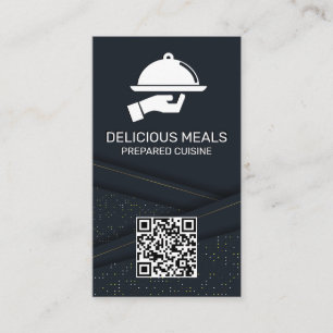 Carte De Visite Restauration de luxe Panneau Abstrait Code QR
