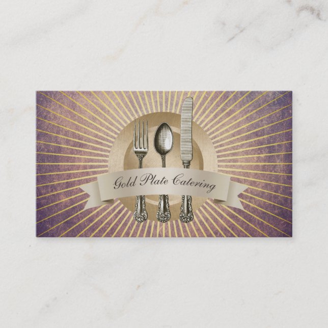 Carte De Visite Restauration et événements de fine couche d'or de (Devant)