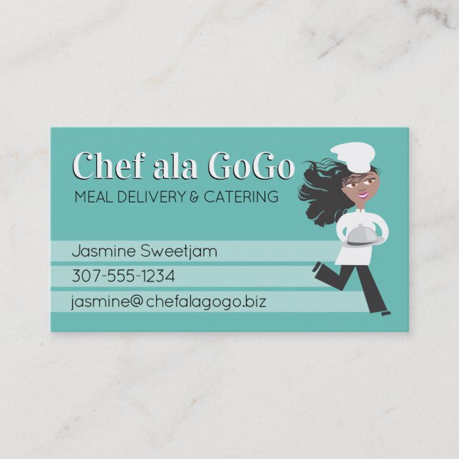 Carte De Visite Restauration par une femme afro-américaine chef (Devant)
