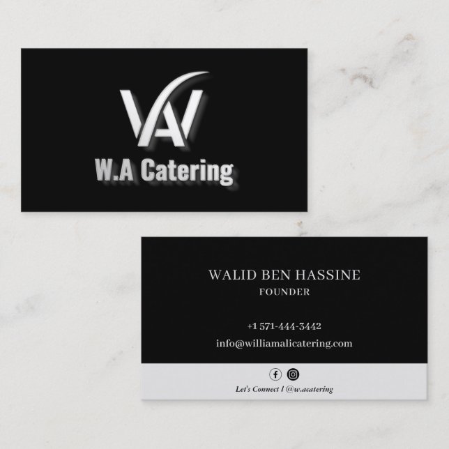 Carte De Visite Restauration Restaurant Professionnel Logo Noir (Devant / Derrière)