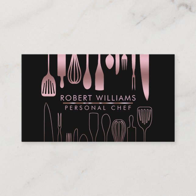 Carte De Visite Restauration rose de Faux de parties scintillantes (Devant)