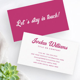 Carte De Visite Restons en contact avec la mode fuchsia retro