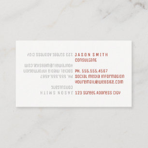 Carte De Visite Retourner le texte / Rouge