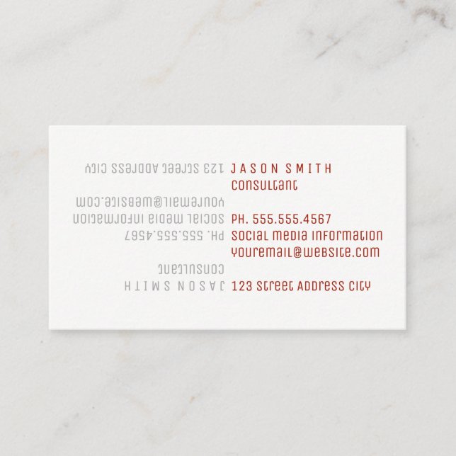 Carte De Visite Retourner le texte / Rouge (Devant)