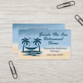 Carte De Visite Retraite Accueil QR Codes Plage Palm Tree