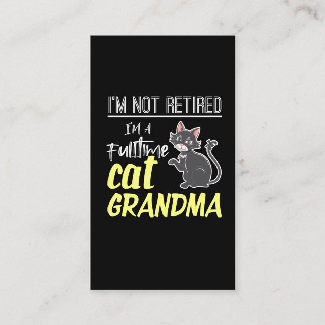 Carte De Visite Retraite de Grand-mère de Chat à temps plein (Devant)
