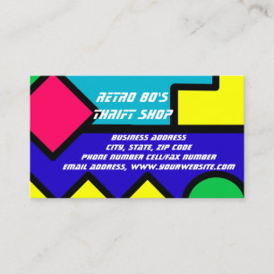 Carte De Visite Retro 80s Couleur Bloc Vêtements Tendances mode