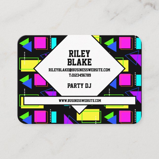 CARTE DE VISITE RETRO 80S FORME MOTIF ENTREPRISE LOGO (Devant)
