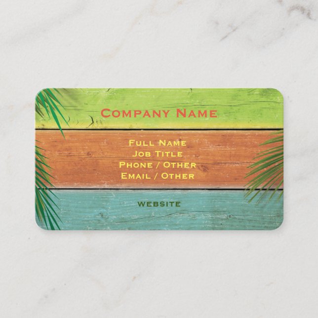 Carte de visite rétro avec Feuilles Palm (Devant)